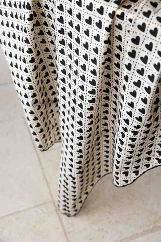 Image of the material for the Monochrome Heart Cotton Tablecloth