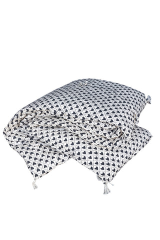 Image of the Monochrome Heart End Of Bed Throw on a white background