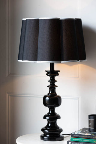 Image of the Monochrome Scalloped Lampshade on a table lamp