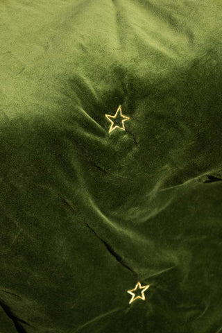 Detail shot of the star design on the Monochrome Stripe & Green Velvet Reversible Quilt.