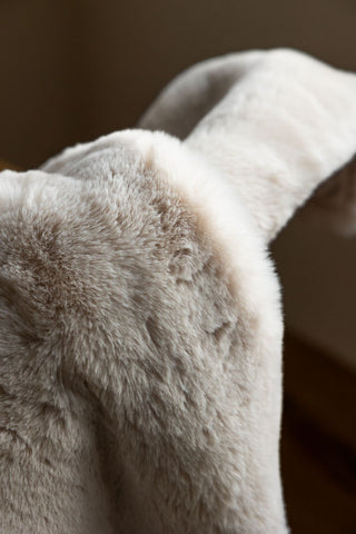 Close-up of the Natural Faux Fur Throw.
