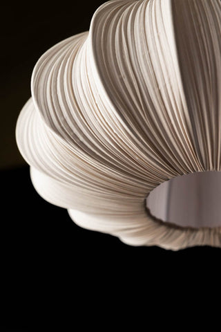 Close-up image of the Neutral Pleated Fabric Flush Ceiling Light