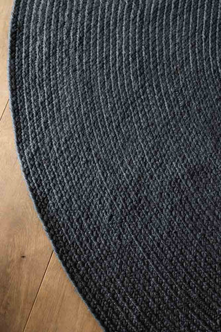 Close-up image of the Black Round Rug - 200x200