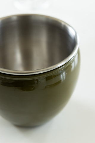 Close-up image of the Medium Olive Green Apple Ice Bucket