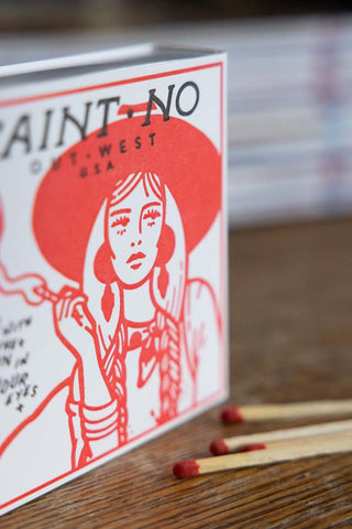 Image of the print on the Out West Luxury Matches by Saint No