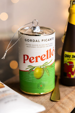 Lifestyle image of the Perelló Olives Glass Christmas Tree Decoration