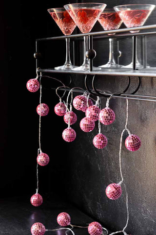 Lifestyle image of the Pink Disco Ball Fairy Lights