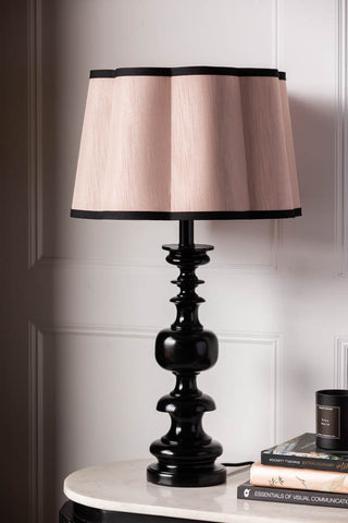 Lifestyle image of the Blush Pink Scalloped Lampshade