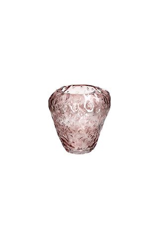 Cutout image of the Pink Strawberry Glass Vase displayed on a white background. 