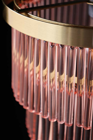 Close-up image of the Pink Tiered Glass Easyfit Ceiling Light Shade