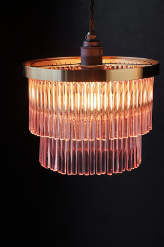 Image of the Pink Tiered Glass Easyfit Ceiling Light Shade on