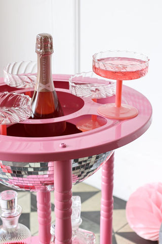 Detail image of the Pink & Silver Disco Ball Drinks Trolley Cart