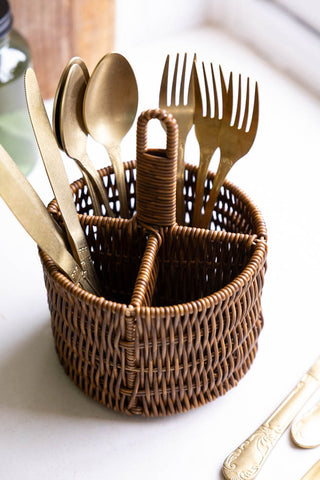 Image of the Rattan-Style Cutlery Holder