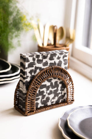 Lifestyle image of the Rattan-Style Napkin Holder