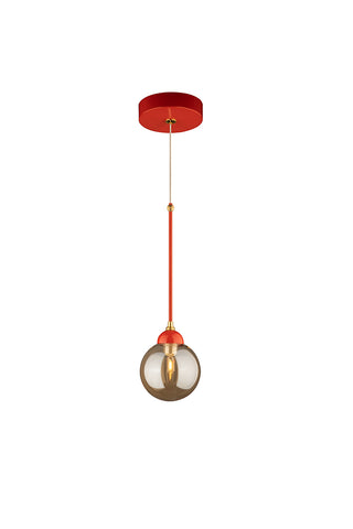 Image of the Red Glass Dome Metal Ceiling Light on a white background