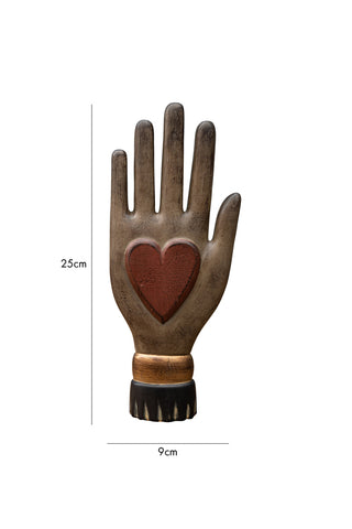 Dimension image of the Red Heart On Hand Wall Ornament