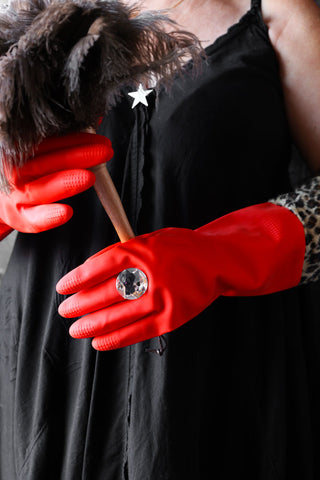 Image of the Red Leopard Print Washing-up Gloves