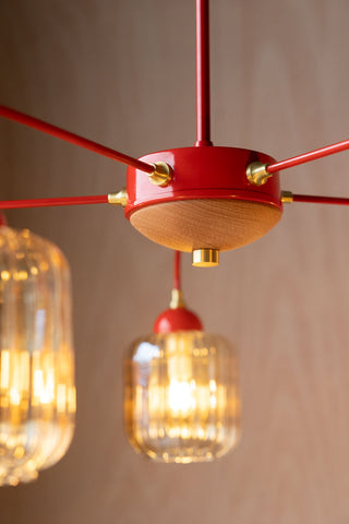 Image of the colour of the Red Metal & Ribbed Glass Ceiling Light
