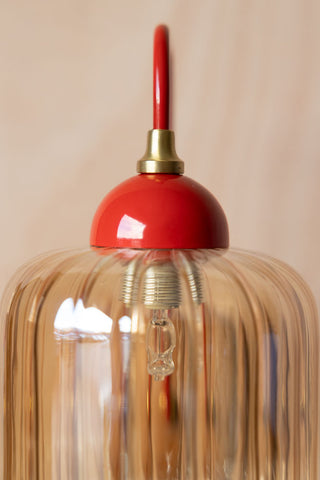 Image of the top of the Red Metal & Ribbed Glass Wall Light