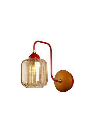 Image of the Red Metal & Ribbed Glass Wall Light on a white background