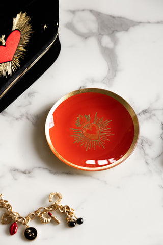 Image of the Red & Gold Milagro Heart Decorative Wall Plate