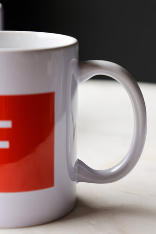 Image of the handle for the Red & White Fuck Off Mug