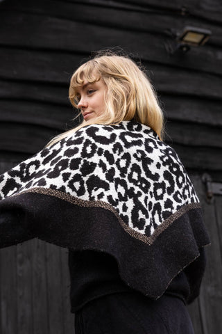 Lifestyle image of the Rock & Roll Monochrome Animal Print Scarf