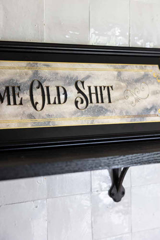 Close-up image of the Same Old Shit decorative Mirrored Wall Art.