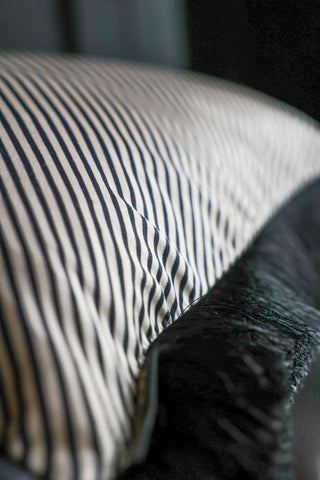 Detail image of the Sand Stripe Velvet Fringe Feather Filled Cushion