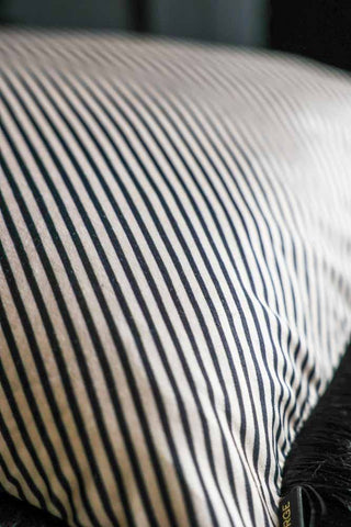 Image of the Sand Stripe Velvet Fringe Feather Filled Cushion