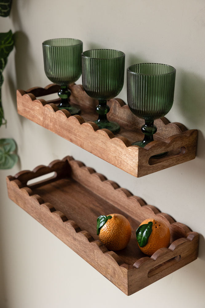 Set Of 2 Natural Wooden Scalloped Wall Shelves Rockett St — free download