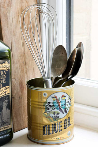 Close-up image of the Set Of 2 Olive Oil Storage Tins
