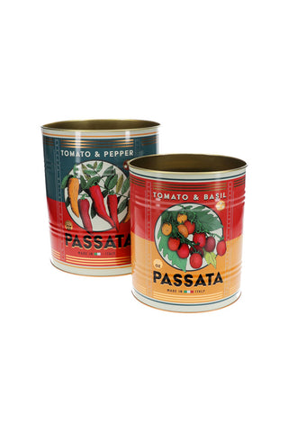 Cutout image of the Set Of 2 Passata Storage Tins - Large on a white background.