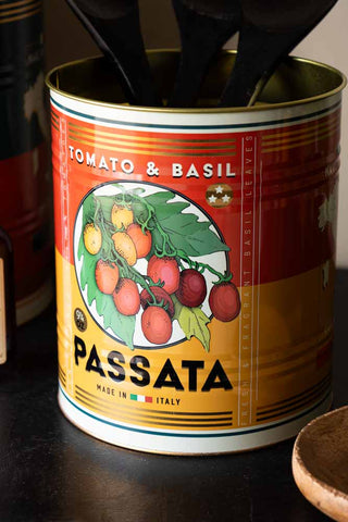 Close-up shot of one of the Set Of 2 Passata Storage Tins - Large.