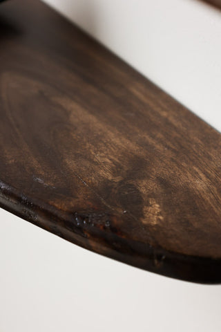 Close-up image of the Set Of 2 Walnut Wood Floating Shelves