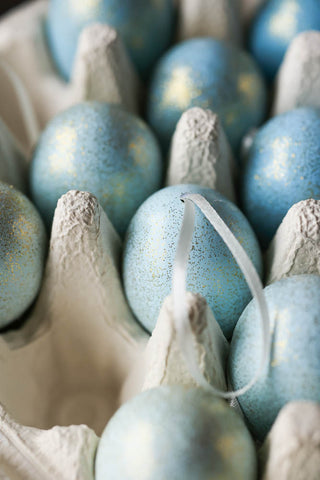 Close-up image of the Set Of 20 Blue Easter Egg Decorations