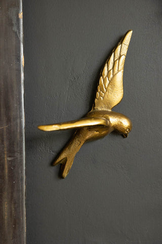 Image of the Set Of 3 Gold Metal Birds Wall Ornament
