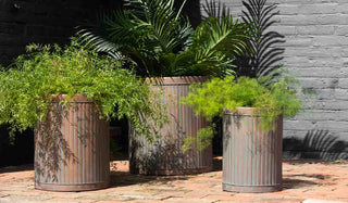 Landscape image of the Set Of 3 Antique Copper Garden Tub Planters