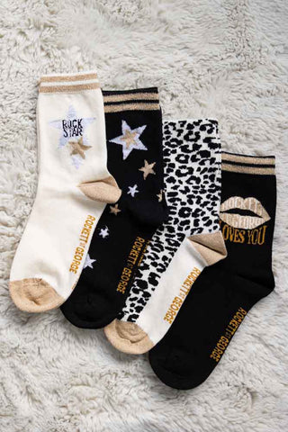 Lifestyle image of the Set Of 4 Leopard & Animal Print Socks