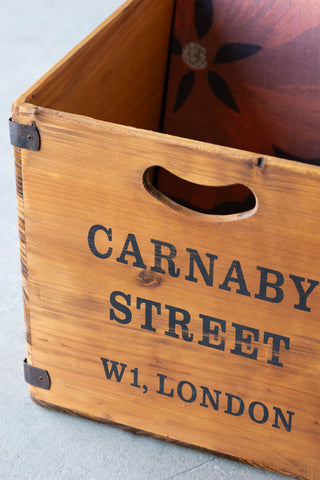 Close-up image of the Set of 2 Antiqued Wooden Storage Boxes