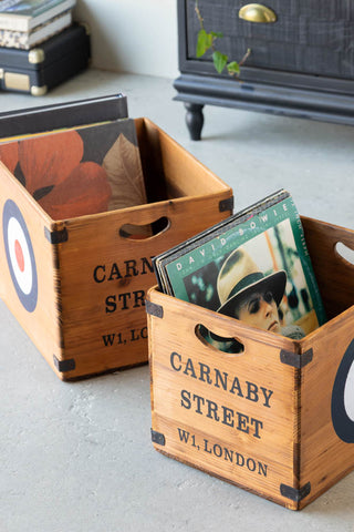 Lifestyle image of the Set of 2 Antiqued Wooden Storage Boxes