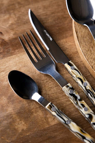 Image of the Set of 4 Marble-Effect Cutlery Set