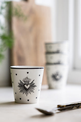 Lifestyle image of the Set of 4 Milagro Heart Ceramic Cups