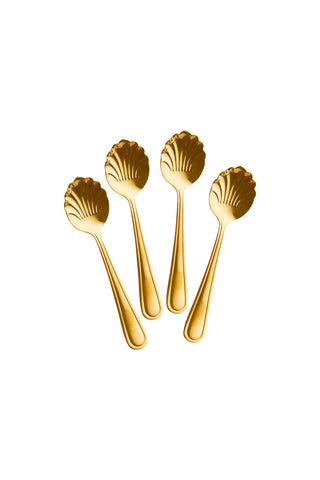 Cutout of the Set of 4 Gold Shell Teaspoons.