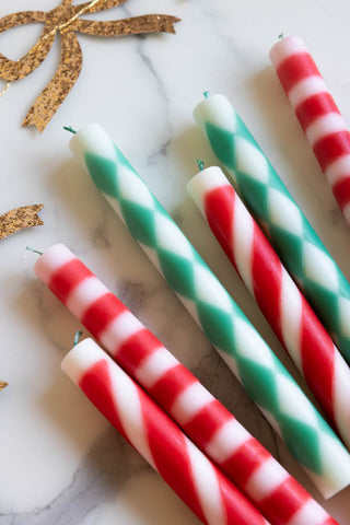 Detail image of the Set of 6 Festive Patterned Dinner Candles