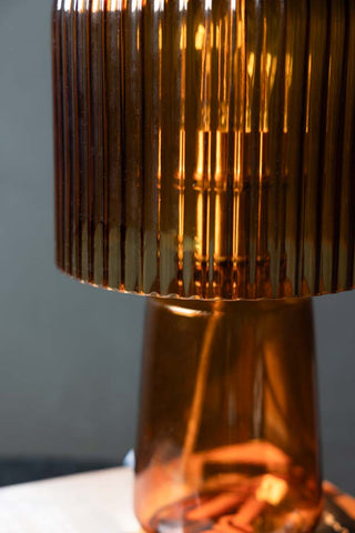 Detail image of the Amber Seventies Glass Table Lamp