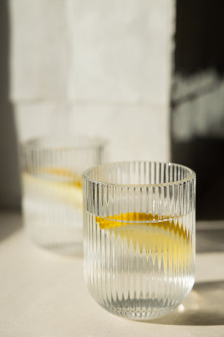 Image of the texture on the Short Ribbed Tumbler Glass