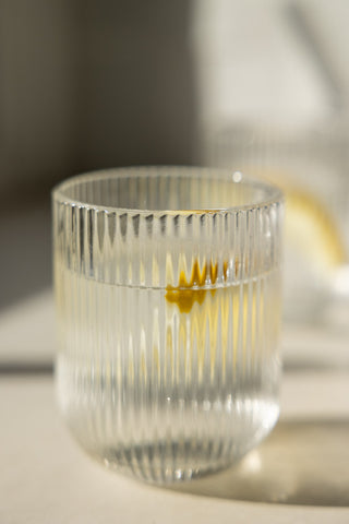 Lifestyle image of the Short Ribbed Tumbler Glass