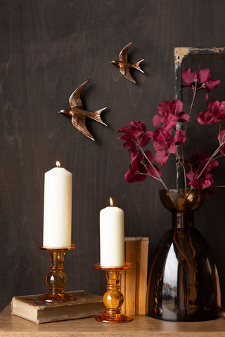 Image of the Small Antiqued Copper Swallow Wall Decoration