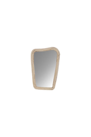 Image of the Small Abstract Rectangle Bamboo Wall Mirror on a white background